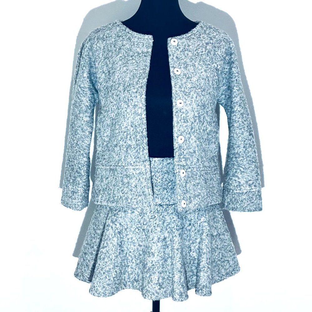 2pc Wool-Blend Blazer & Skirt Set